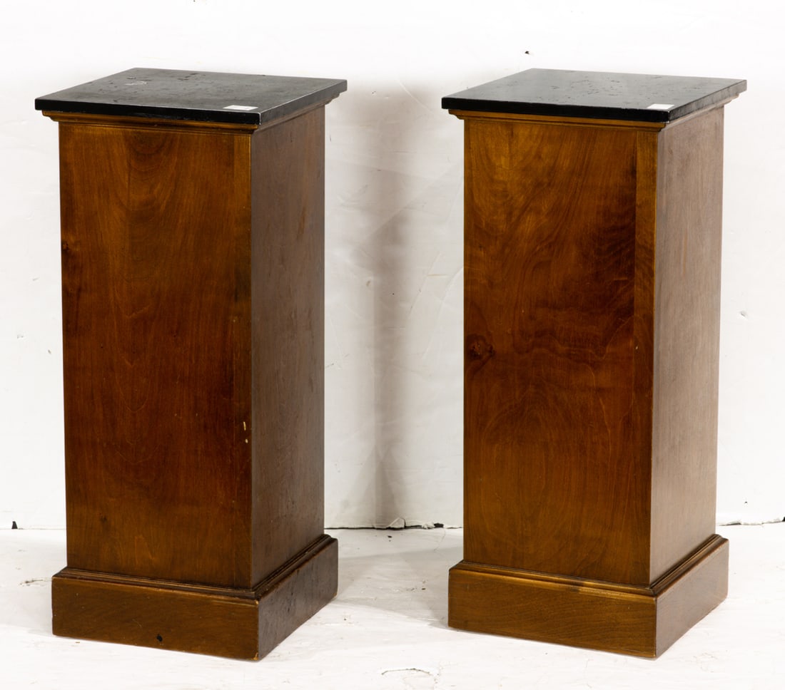 A pair of Biedermeier style pedestals: A pair of Biedermeier style pedestals, 34"h x 15"w x 15'd
