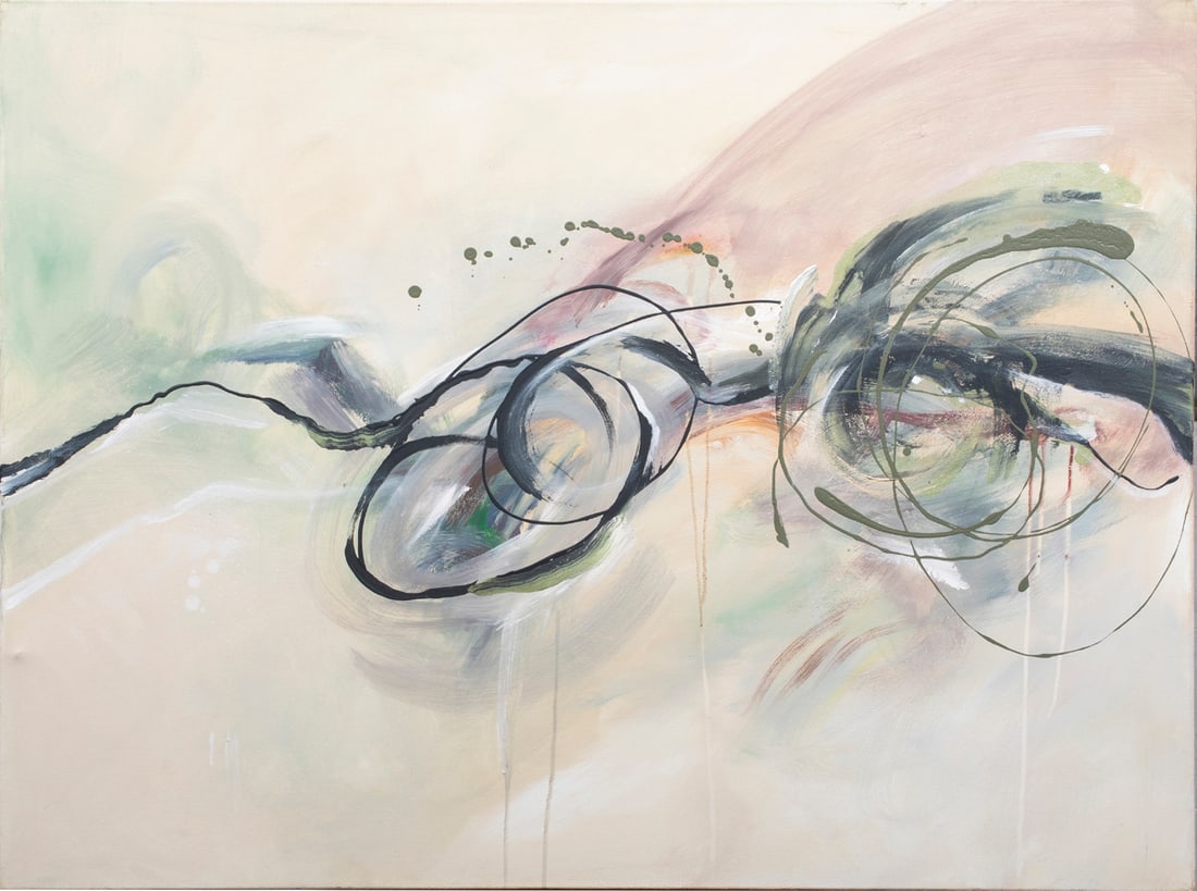 Painting, American School (20th century): American School (20th century), Untitled (Abstract Circles), oil on canvas, unsigned, canvas (unframed): 36"h x 48"w