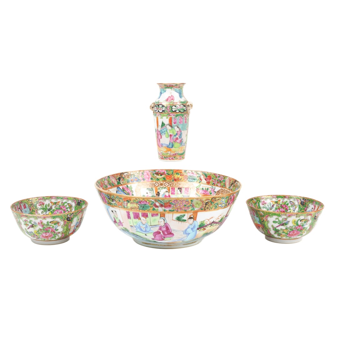 (lot of 4) Chinese Canton rose medallion articles (1 of 3)