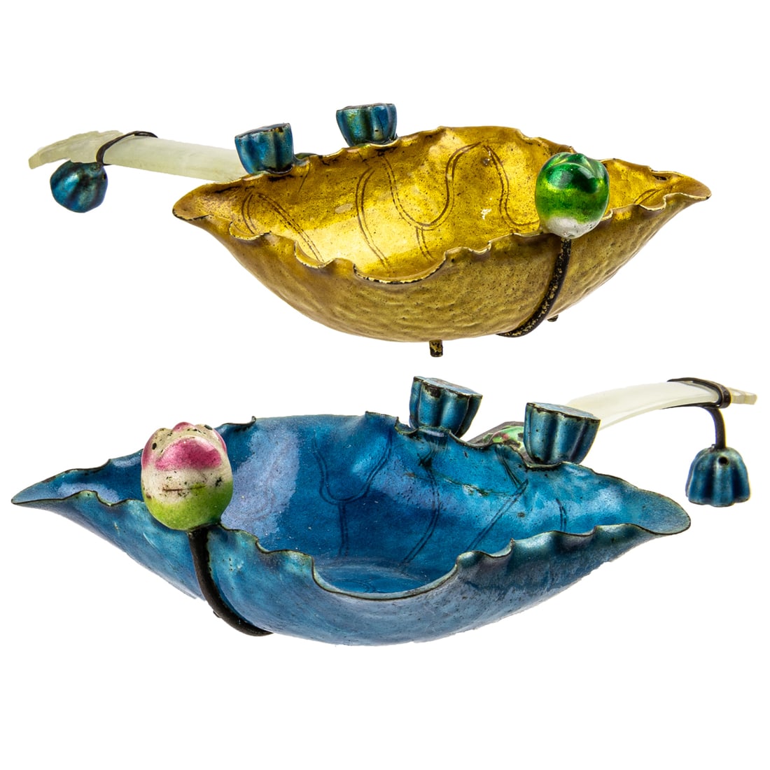 (lot of 2) Chinese cloisonne trays with jade handles (1 of 1)