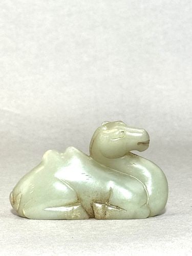 Chinese Celadon Jade Reclining Camel, 17th Century (1 of 8)