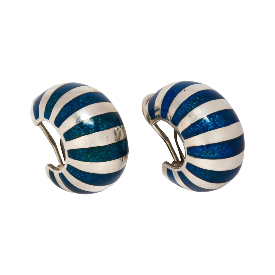A pair of Tiffany & Co. enamel and sterling silver clip earrings (1 of 1)