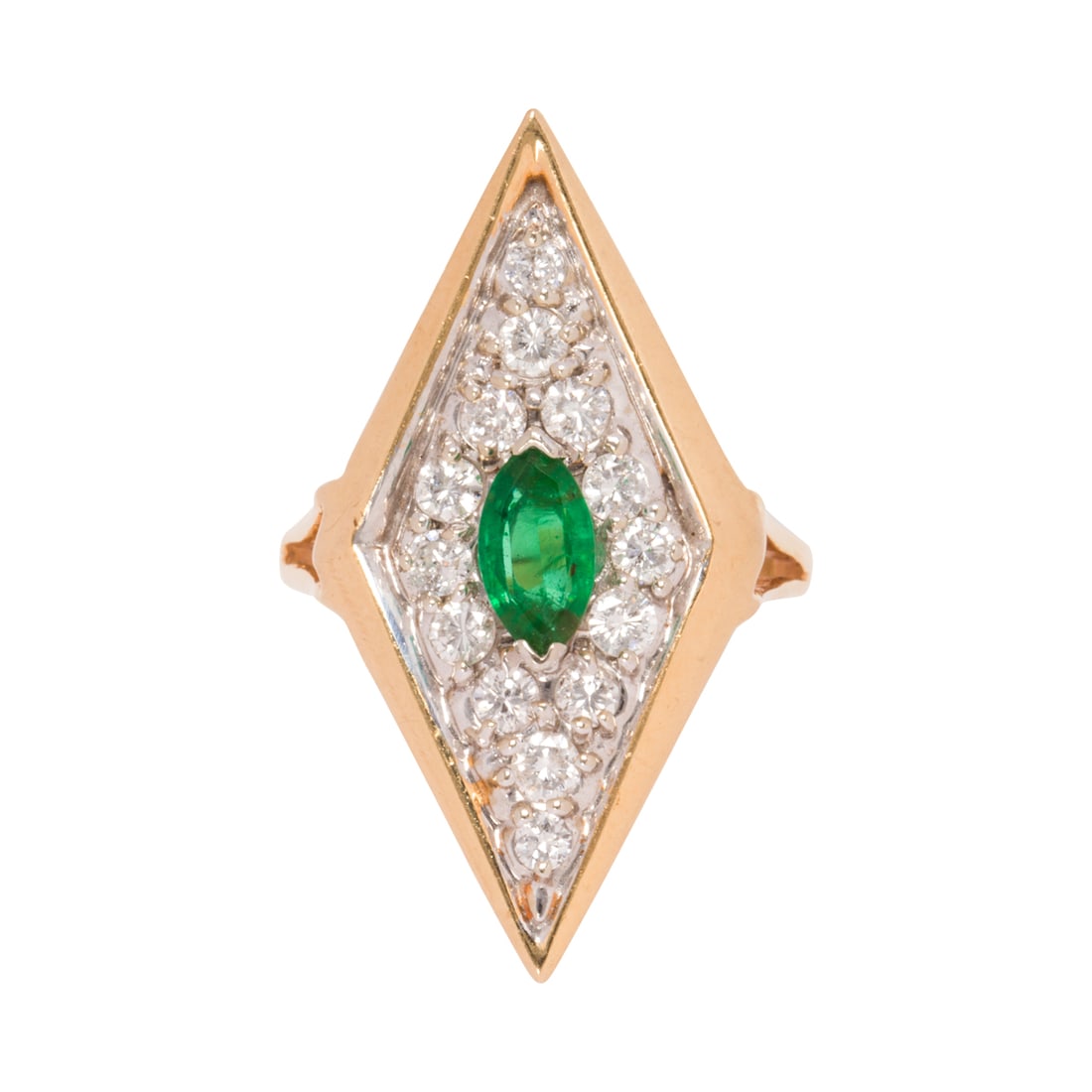 An emerald, diamond and 14k gold ring (1 of 2)