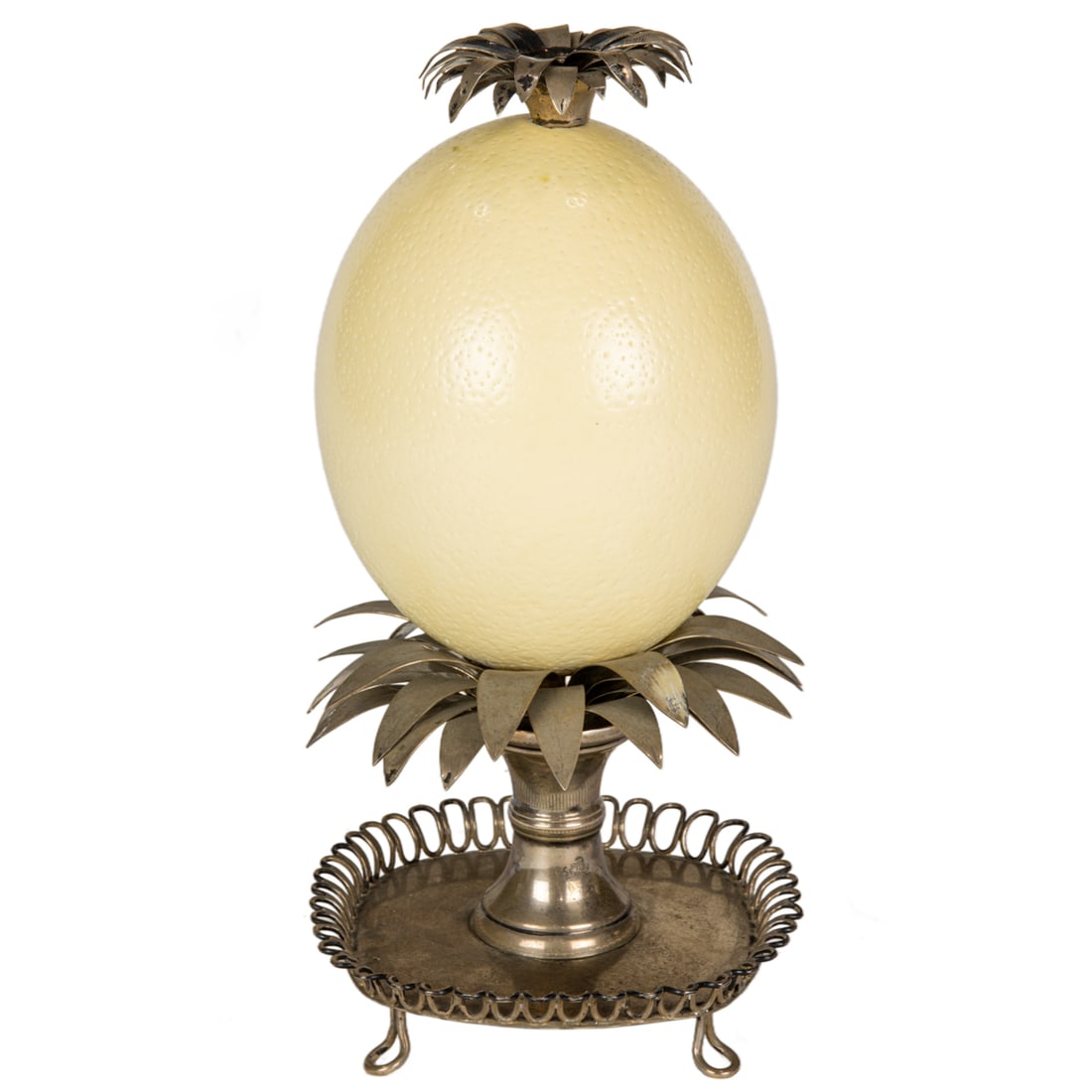 A Portuguese .800 silver mounted egg fashioned as a pineapple (1 of 5)