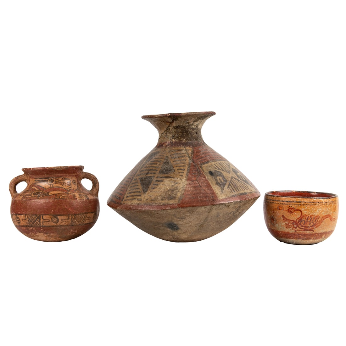 Three Pre-Columbian polychrome pottery vessels (1 of 5)