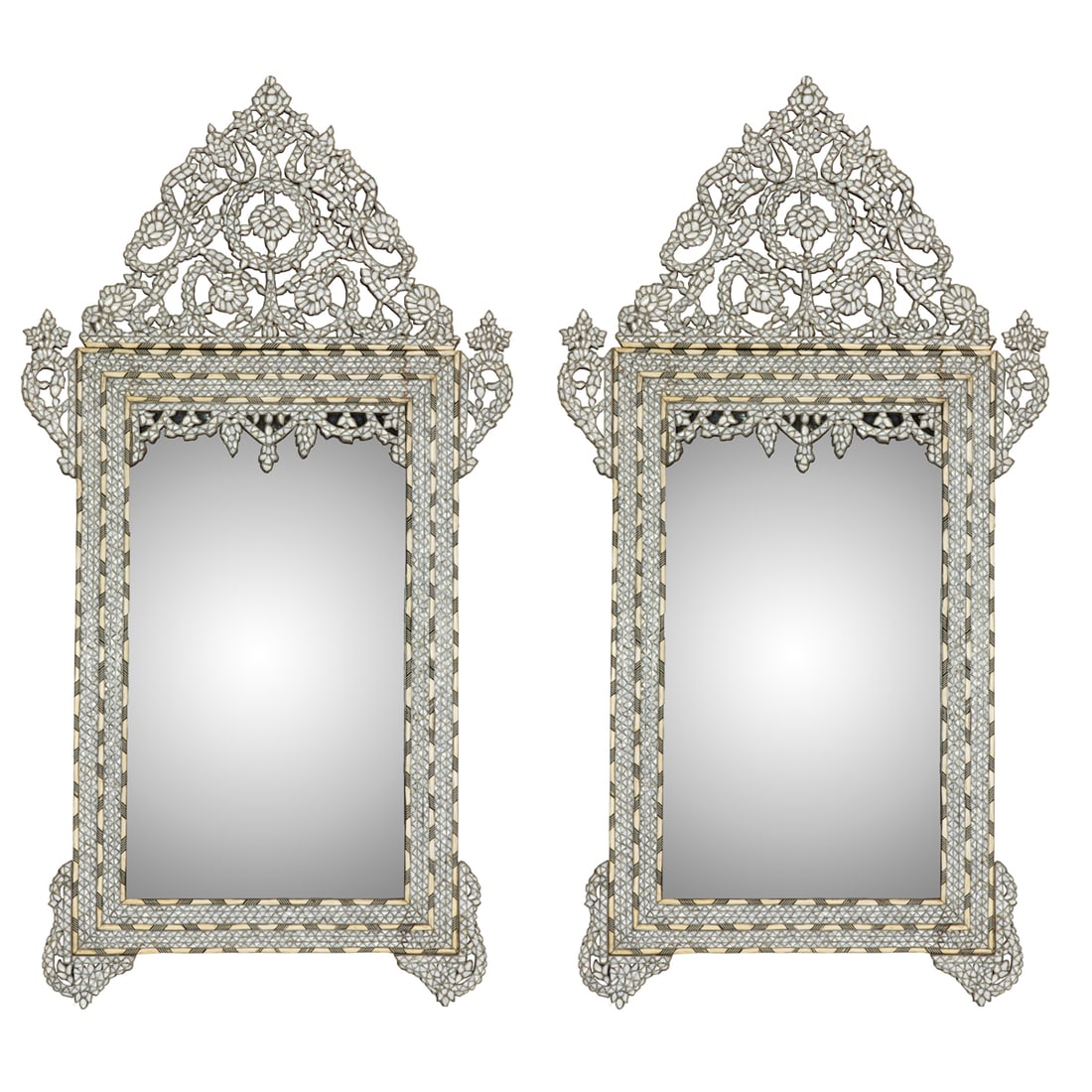 A pair of Anglo Indian shell inlaid mirrors (1 of 7)
