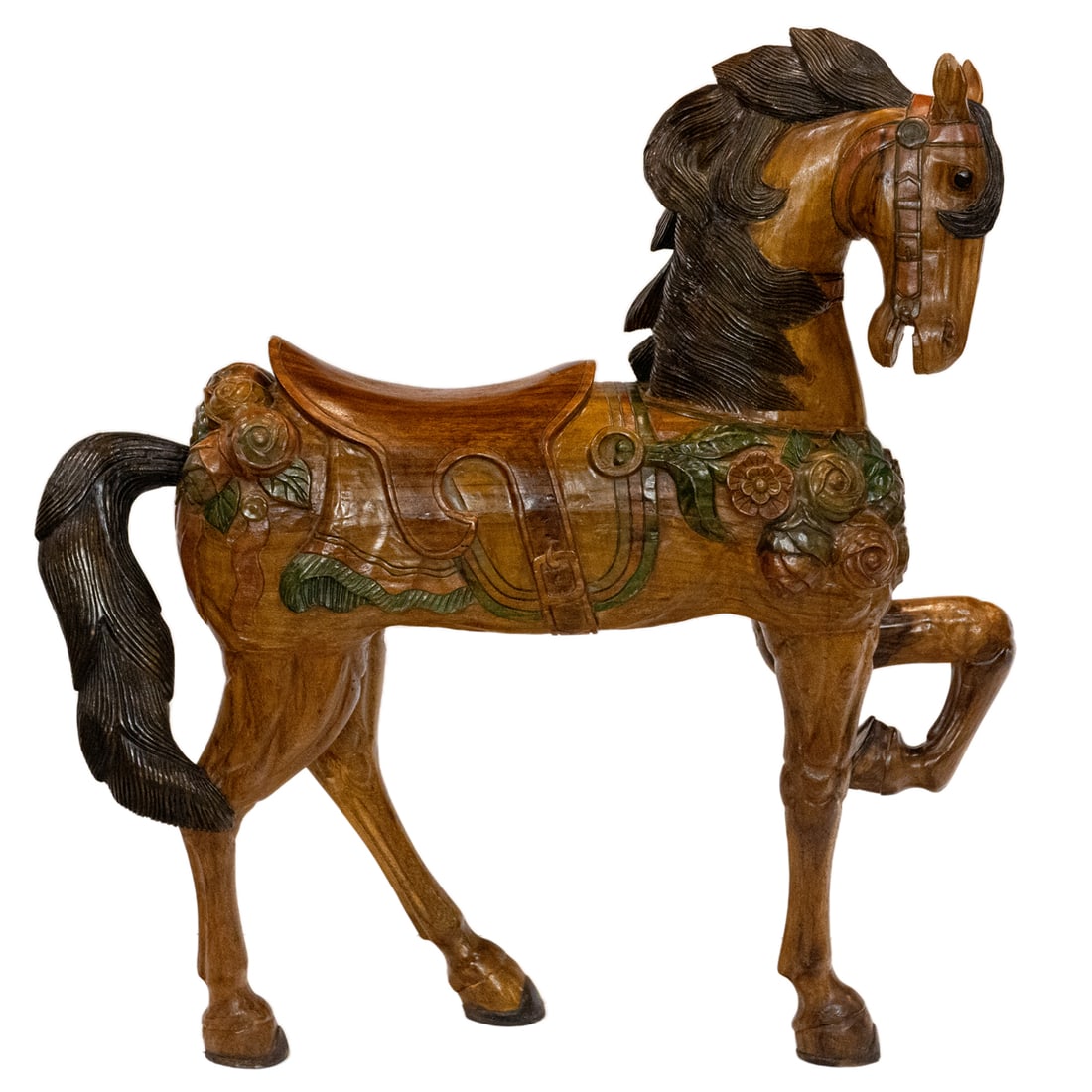 A polychrome hand carved wood carousel horse after the antique (1 of 4)