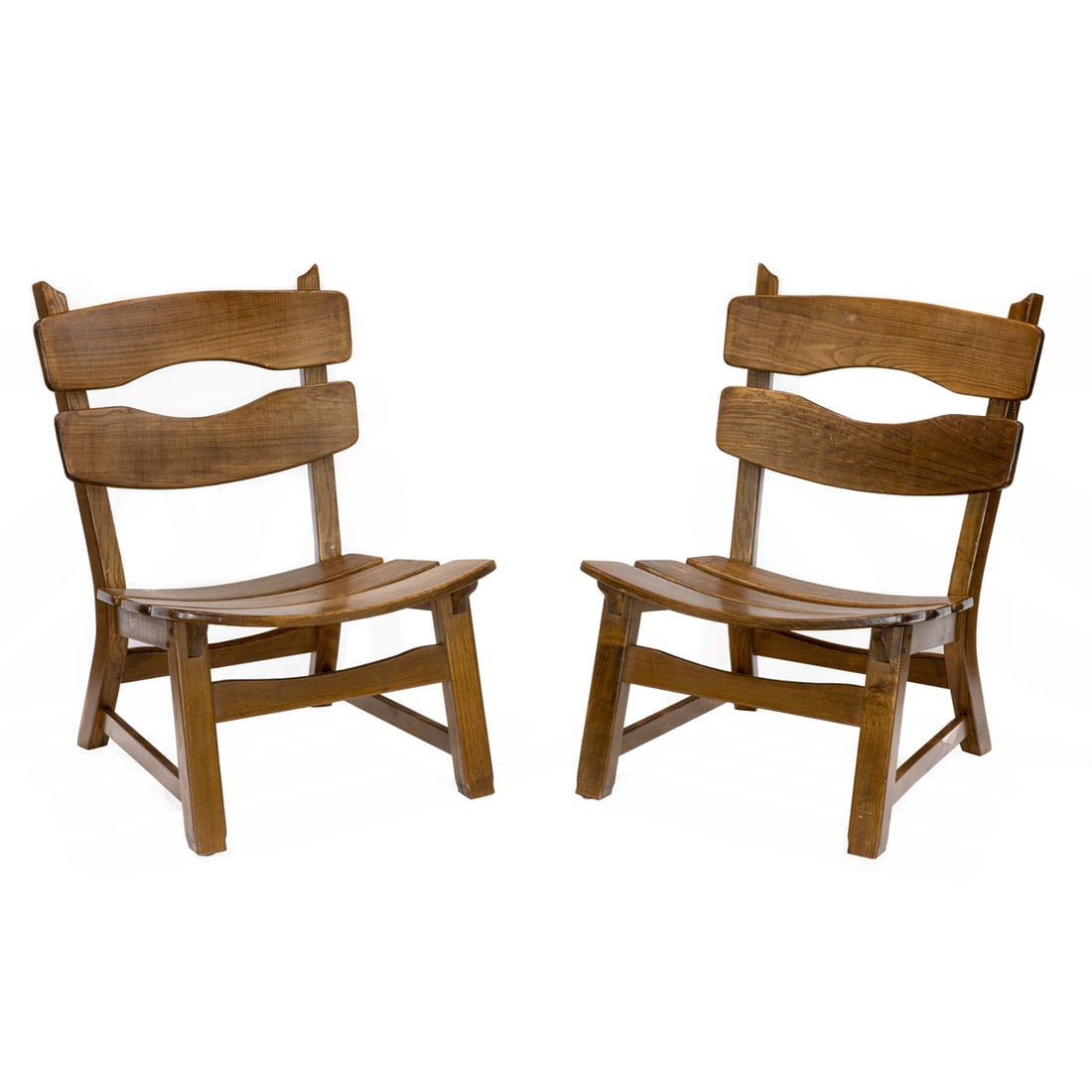 A pair of Dittman & Co for Awa Radbound oak lounge chairs: A pair of Dittman & Co for Awa Radbound oak lounge chairs, unmarked, 32.5"h x 23.5"h; seat 15"h x 20"d