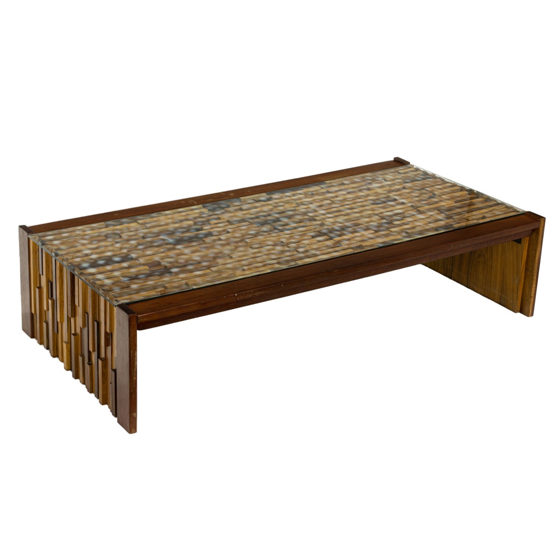 Two Percival Lafer for L'Atelier De Sao Paulo rosewood and mixed wood tables in the Brutalist style (1 of 8)