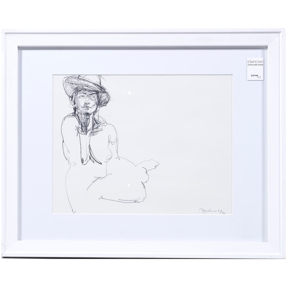 Work on paper, Kim Frohsin: Kim Frohsin (American, b. 1961), Life Drawing, charcoal on paper, signed lower right, overall (with frame): 18"h x 22"w