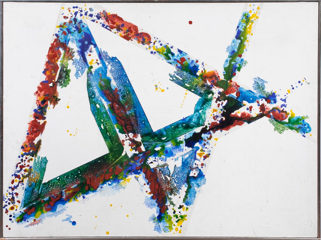 Painting, Manner of Sam Francis: Manner of Sam Francis (American, 1923-1994), Untitled, oil on canvas, unsigned, overall (with frame): 34"h x 45"w