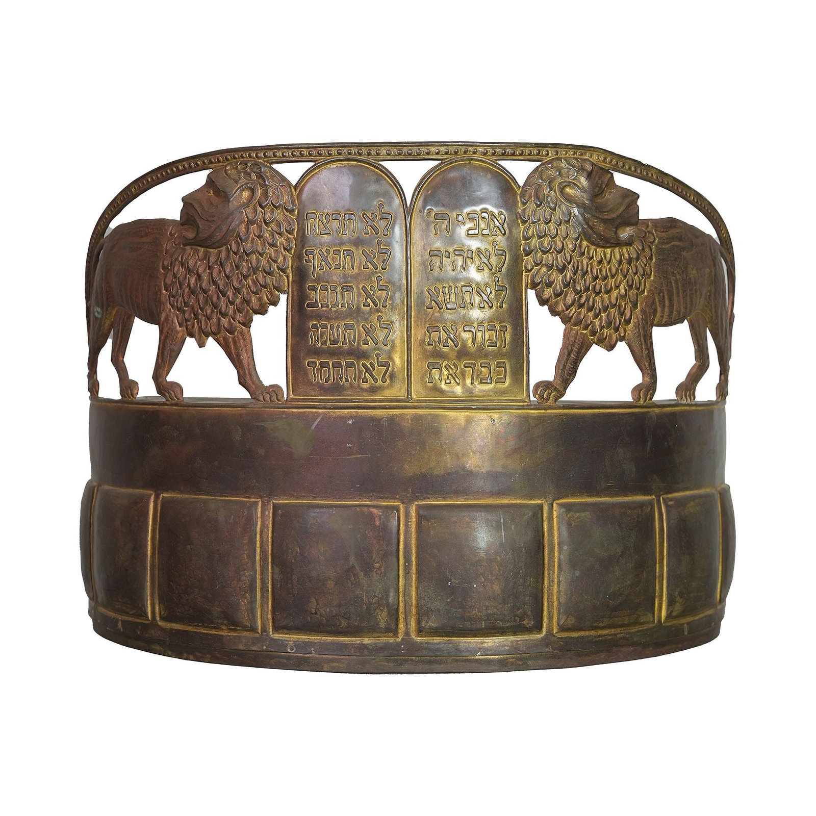 Judaica Bezalel Ark Fragment, Circa 1920: Judaica Bezalel ark fragment, circa 1920, from the Bezalel School, crafted around 1920, showcases the unique artistry associated with this renowned Jerusalem institution. Sold at Kedem Auction in Jeru