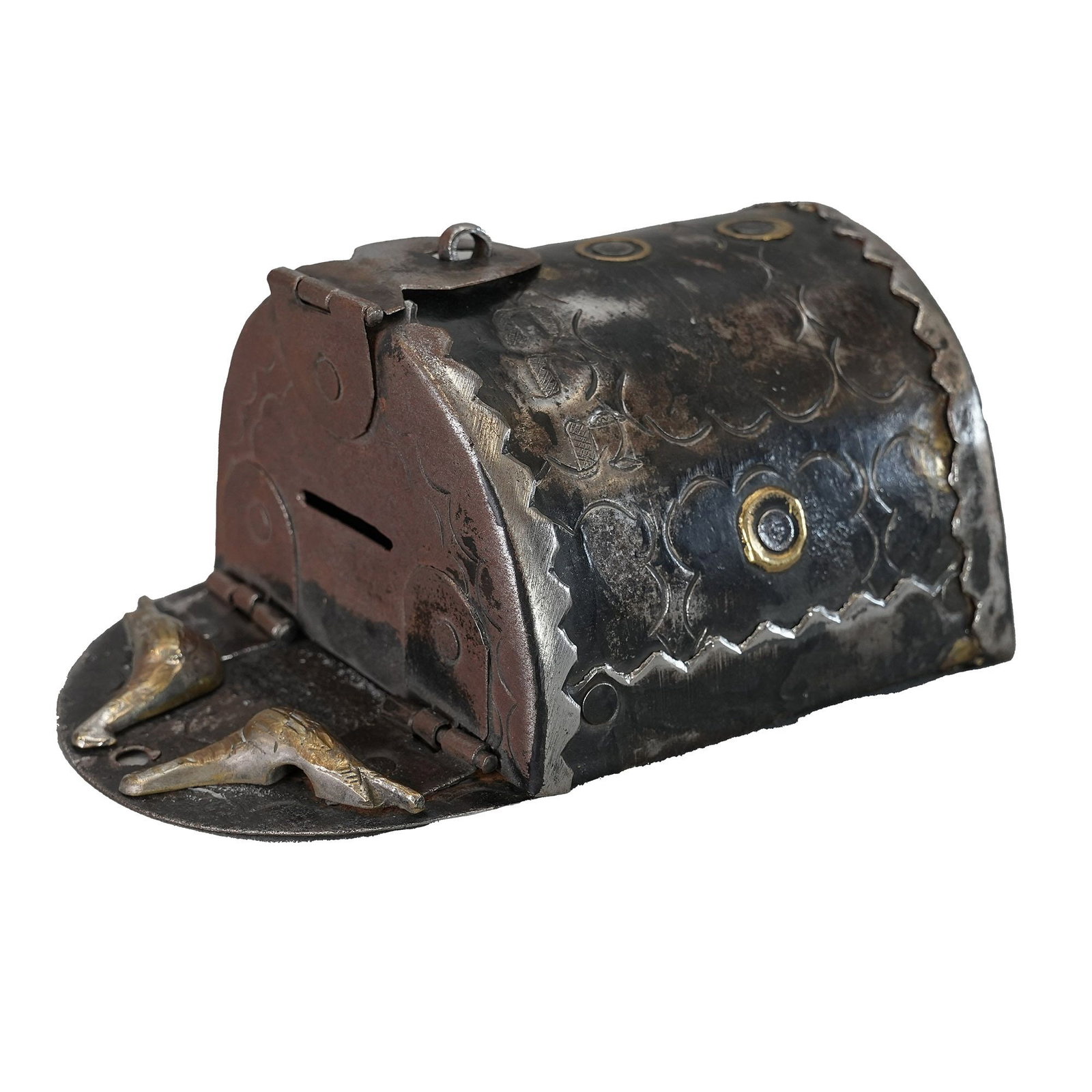 Judaica Tzedakah Charity Box with Bird, 19th Century: Tzedakah charity box with bird, 19th Century, Judaica. 6.3"h (16 cm) Provenance: Judaica collection from Abe Wintner, Los Angeles. Abe Wintner is one of America's top 100 collectors.