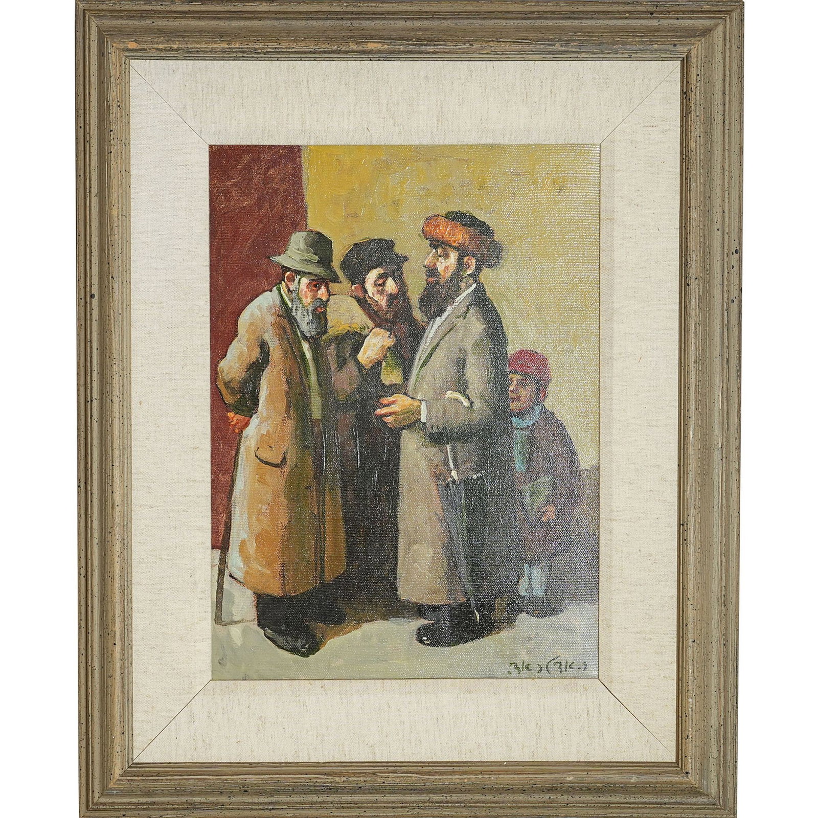 Painting, Adolf Adler (Israeli 1917-1996), Judaica : Adolf Adler (Israeli 1917-1996), Jews Israel, oil on canvas, signed lower right, image: 15.35"h x 11.42"w (39 x 29 cm), overall (with frame): 24.02"h x 20.08"w (61 x 51 cm) Provenance: Judaica collect