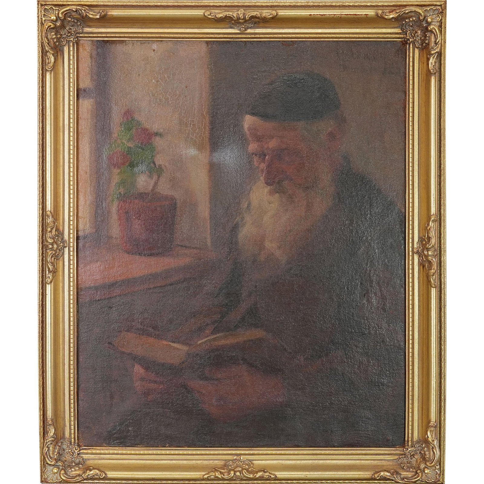 Painting, Wladimir Magidey (Lithuania, 1881-1940), Judaica : Wladimir Magidey (Lithuania, 1881-1940), Reading by the Window, oil on canvas, signed lower right, image: 19.29"h x 15.35"w (49 x 39 cm), overall (with frame): 23.62"h x 19.29"w (60 x 49 cm) Provenanc