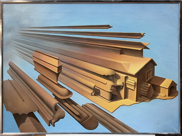 Painting, Franz Josef, The Time Tunnel Series: Framed oil on canvas, ''The Time Tunnel Series'', by Franz Josef (American, 1927-2004), signed ''ponstingl'' lower right, titled verso, canvas: 26"h x 35"w, overall: 27"h x 36"w