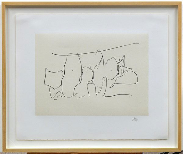 Lithograph, Robert Motherwell, Mexico City Person: Framed lithograph, "Mexico City Personages III" (from three poems by Octavio Paz), 1986-1988, by Robert Motherwell (American, 1915-1991), signed lower right, from an edition of 50, paper: 25.5"h x 31"