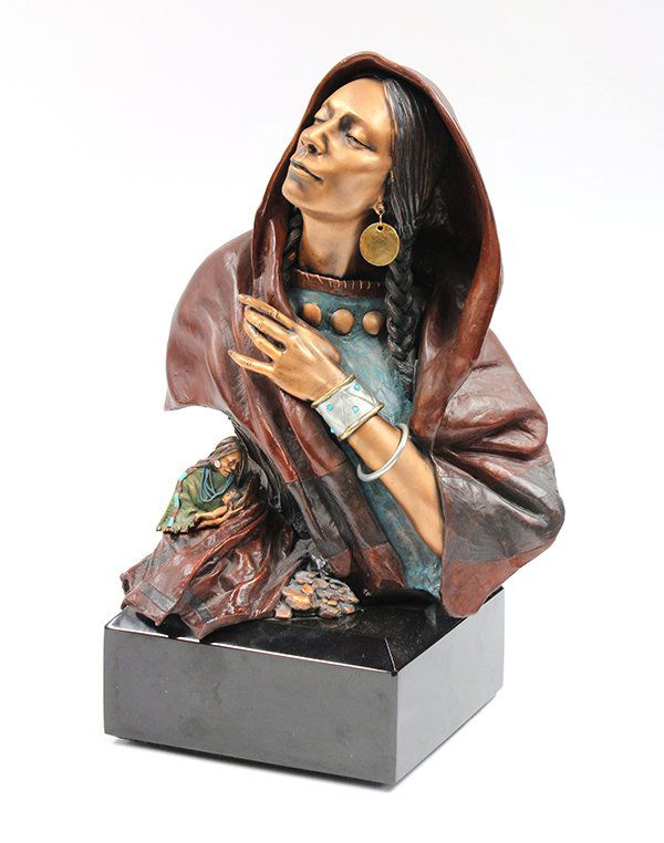 (lot of 2) Painted bronze sculptures, David Lemon: (lot of 2) Painted bronze sculptures, Ole Mossy Horn and Winds of Memory, 1994, by David Lemon (American, b. 1945), signed and dated verso, each from an edition of 500, overall (each): 16''h x 10''w x