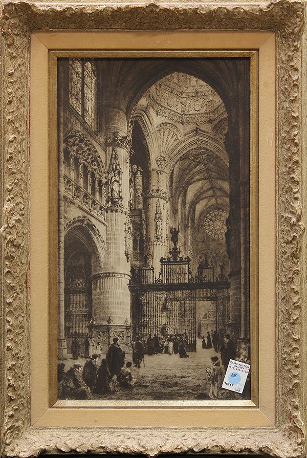 Engraving, At the Gate of the Cathedral: Framed engraving, At the Gate of the Cathedral, Continental School (19th century), unsigned, overall: 27"h x 18"w