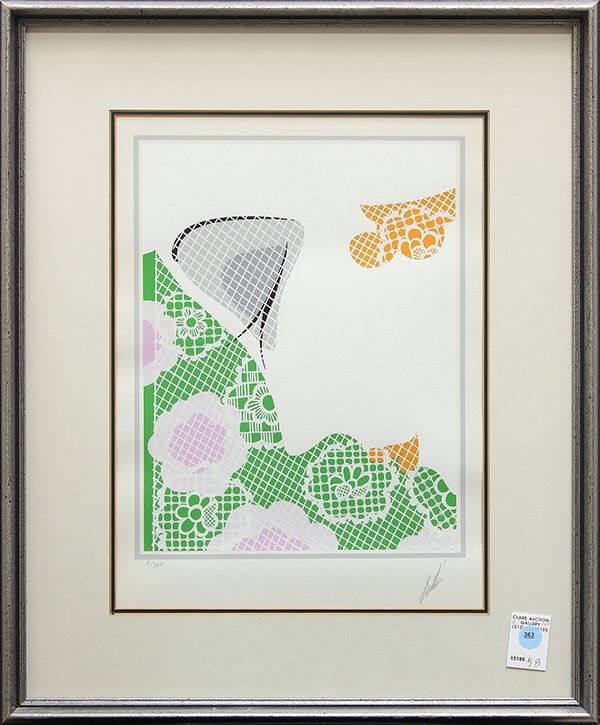 Serigraph, Erte, Summer: Framed serigraph, ''Summer,'' 1975, from "The Four Seasons Suite," by Erte (Romain de Tirtoff) (Russian/French/American, 1892-1990), pencil signed lower right, numbered edition of 260 lower left, bear