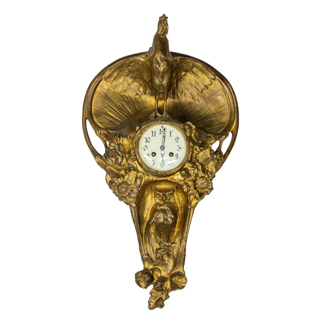 A French Art Nouveau gilt bronze cartel clock after a model by C.H. Gremion circa 1900 (1 of 5)