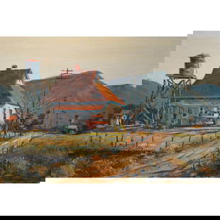 Painting, Ben Abril: Ben Abril (American, 1923-1995), Southern California Country Scene, oil on canvas, signed lower right, canvas: 20"h x 30"w, overall (with frame): 29.5"h x 39.5"w