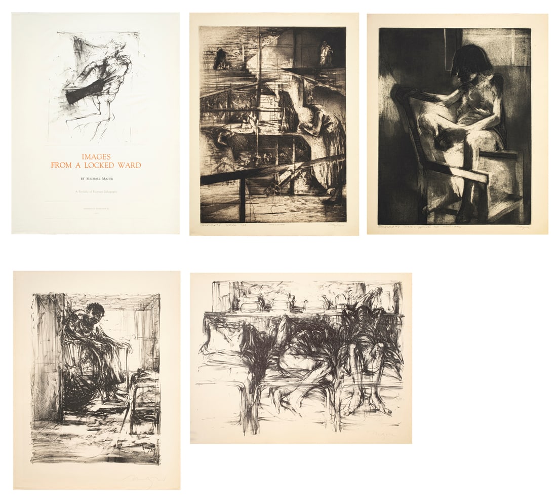 Prints, Michael Mazur: (lot of 15) Michael Mazur (American, 1935-2009), Assorted lithographs from "Closed Ward" and "Images from a Locked Ward," lithographs, each pencil signed, sheet (unframed, for each): 20"h x 25"w. Note