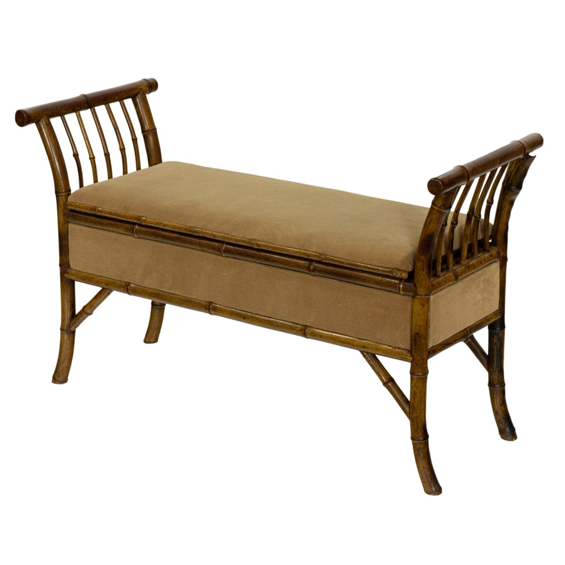 A Contemporary upholstered and bamboo window bench in the Japanese taste (1 of 4)