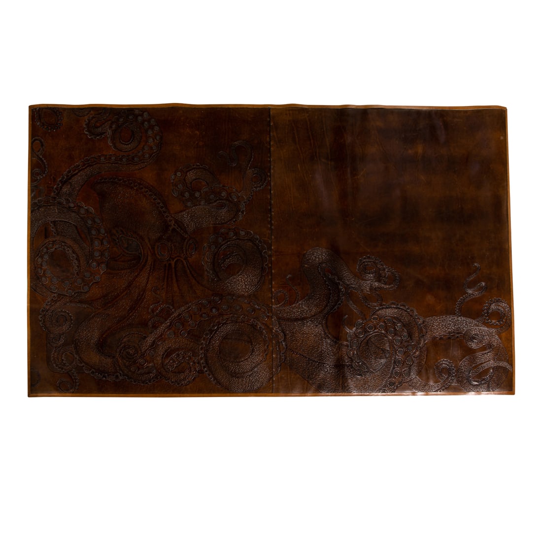 A Casey Gunschel custom commissioned patinated and hand tooled leather Octopus panel (1 of 4)