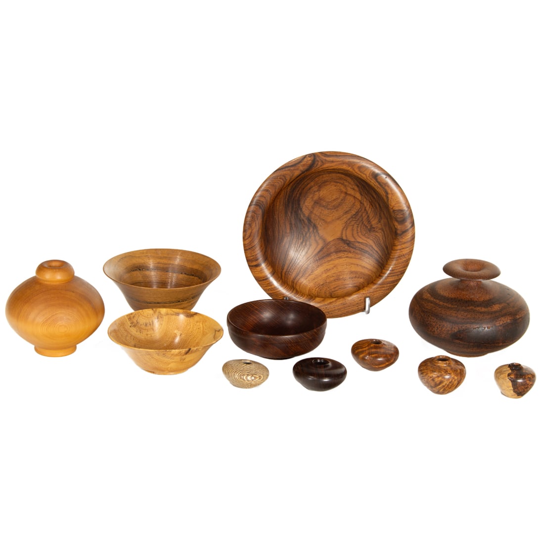 A group of seventeen Studio turned wood small bowls and vases (1 of 9)