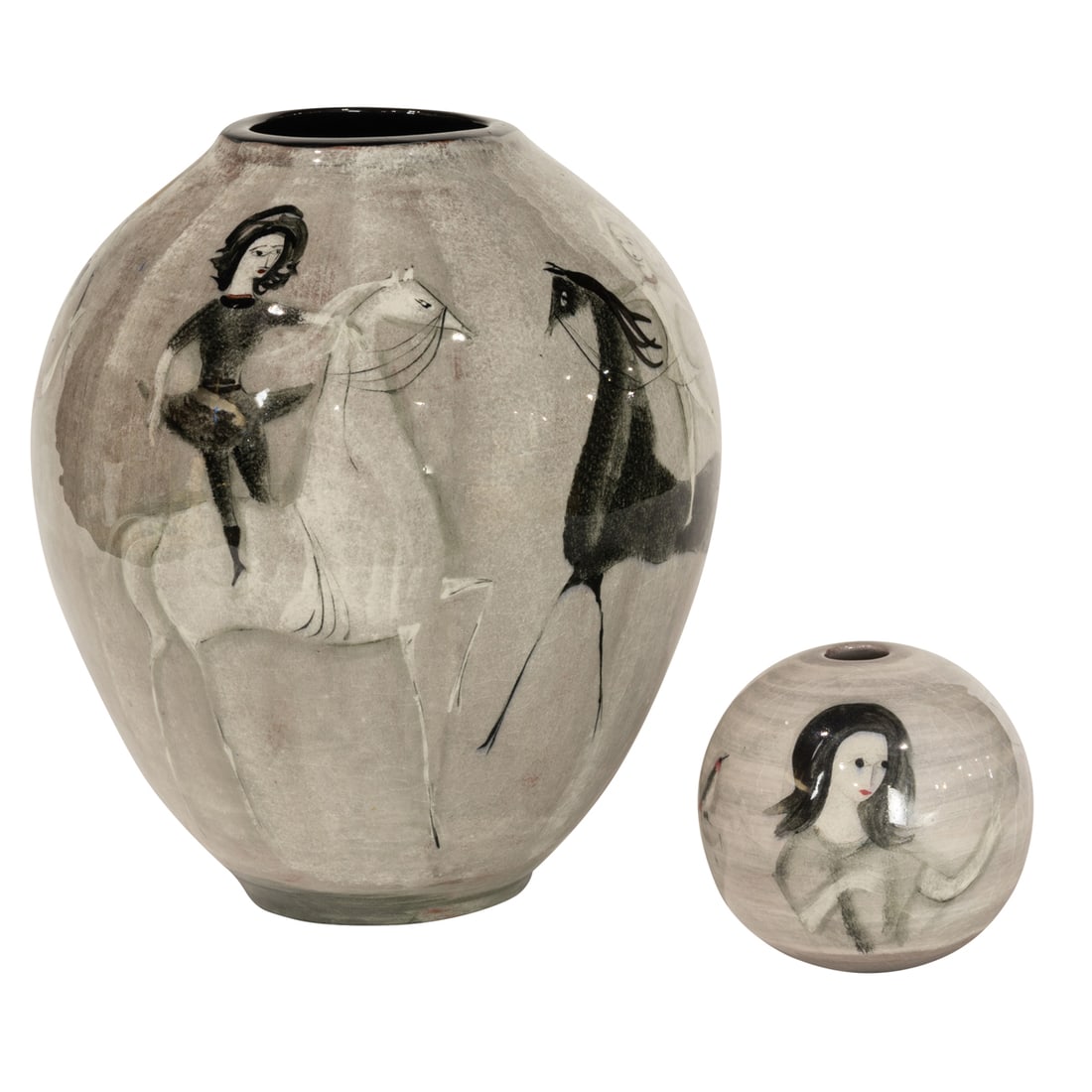 Two Polia Pillin (1909-1992, Los Angeles) glazed earthenware vessels (1 of 4)