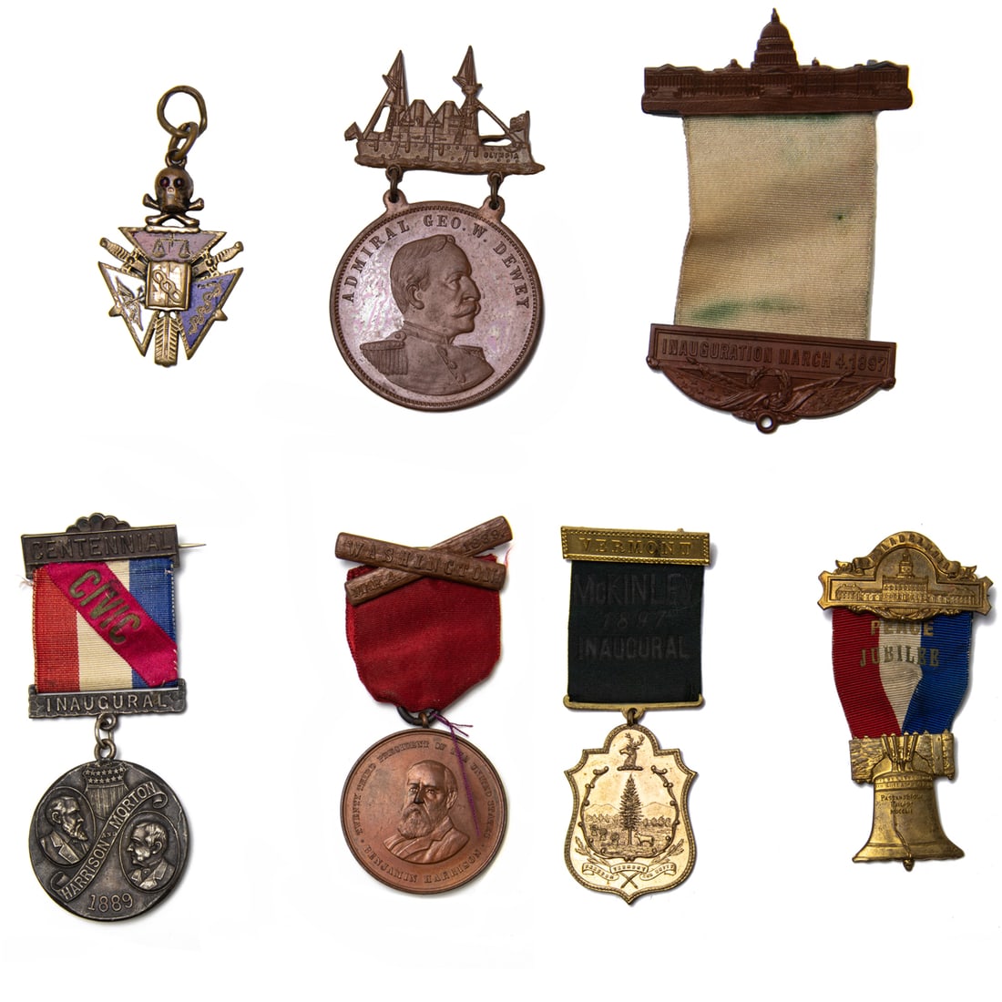 Seven United States mostly Presidential medals, 19th century, including McKinley 1897 Inaugural (1 of 5)