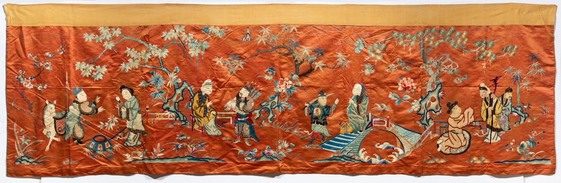 A Chinese embroidered figural panel (1 of 2)