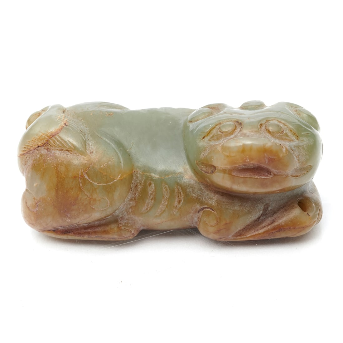 A Chinese celadon jade mythical beast (1 of 2)