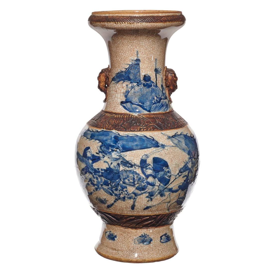 A Chinese blue and white crackled ground vase (1 of 3)