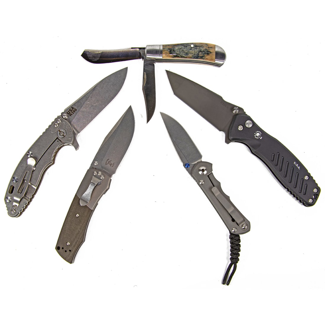 Five contemporary outdoor, utility and sporting knives in original boxes, including Chris Reeve (1 of 1)