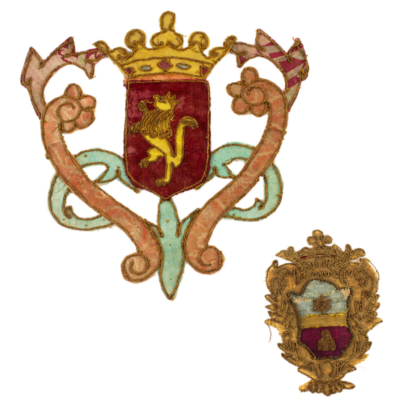 Two Continental metallic embroidered silk crests (1 of 2)