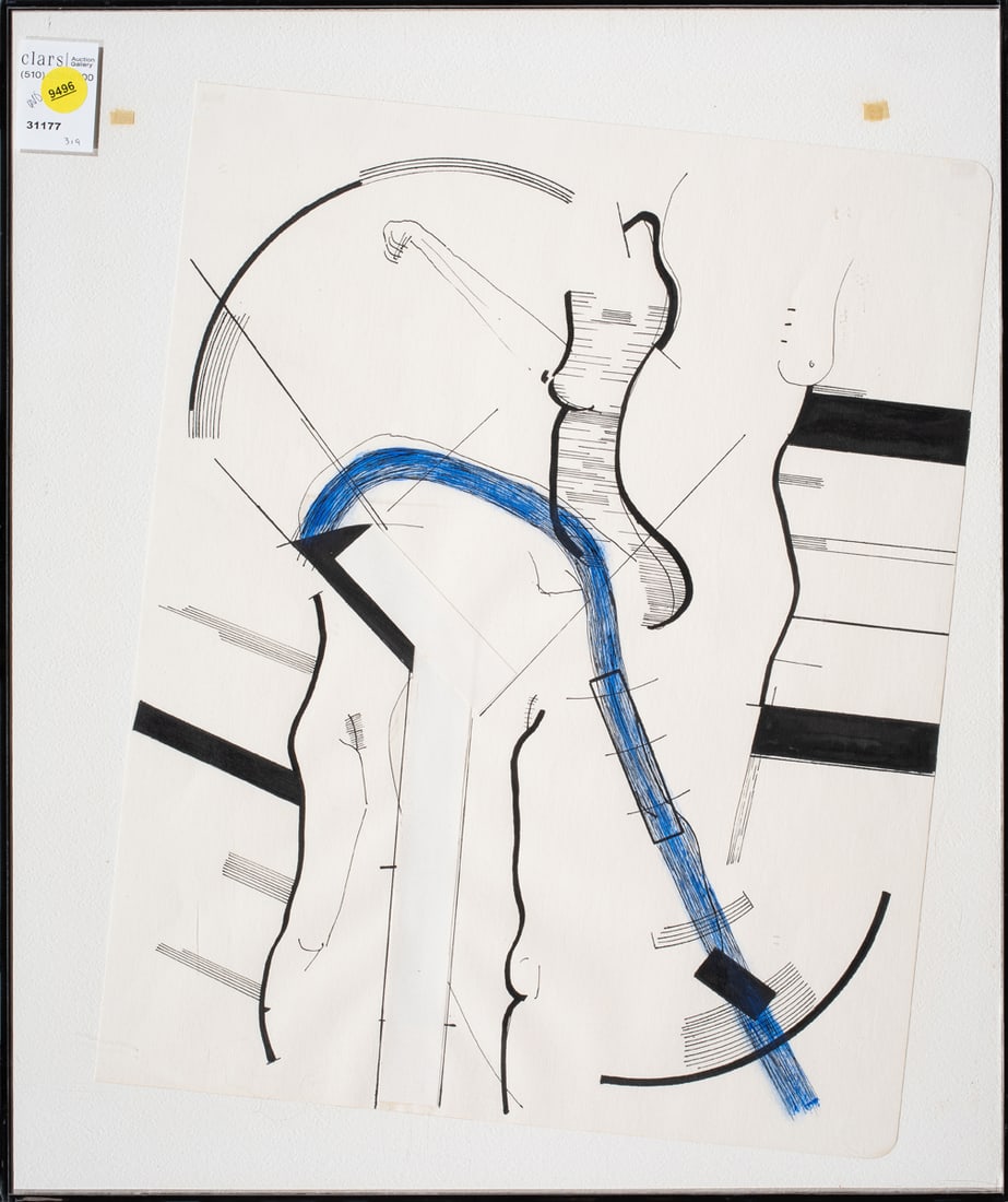 Work on paper, Manner of Wassily Kandinsky: Manner of Wassily Kandinsky (Russian, 1866-1944), Untitled, ink on paper, unsigned, overall (with frame): 19.25"h x 16"w