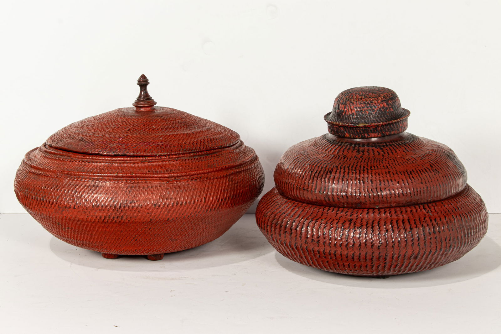 (lot of 2) Burmese red lacquered containers (1 of 1)