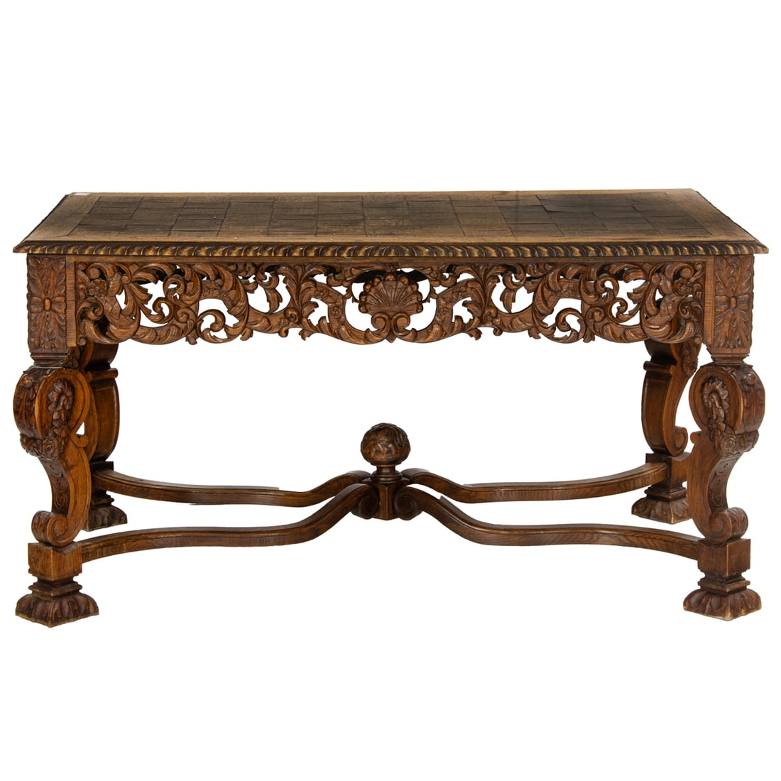 A Flemish Baroque style oak library table (1 of 4)