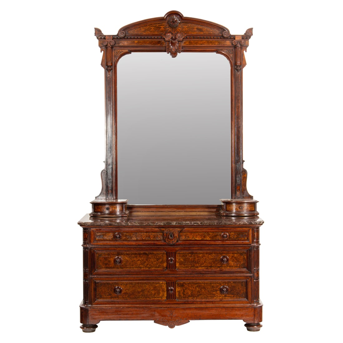 A Herter Brothers marquetry decorated dressing mirror (1 of 5)