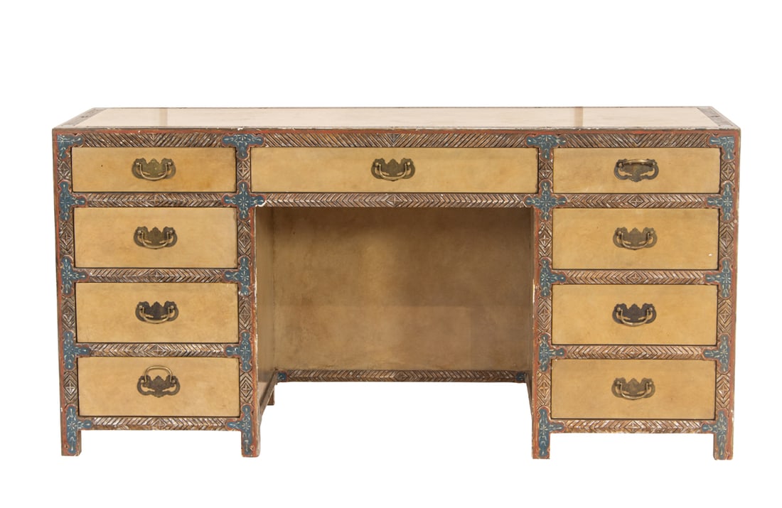 A custom polychrome decorated writing desk in the Spanish Revival taste (1 of 4)