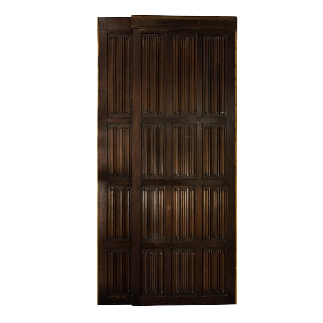 A Pair Gothic Revival oak carved linenfold wall panels (1 of 3)