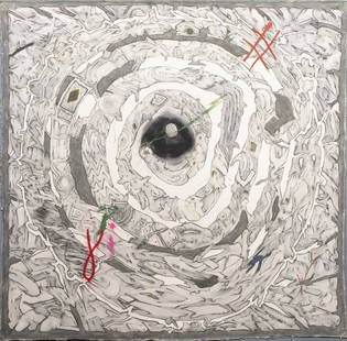 Mixed Media, William T. Wiley: William T. Wiley (American, 1937-2021), Untitled (With Few Exceptions), 1973, mixed media on cloth affixed to canvas, monogrammed and dated lower right, canvas (unframed): 44"h x 44"w. Provenance: For