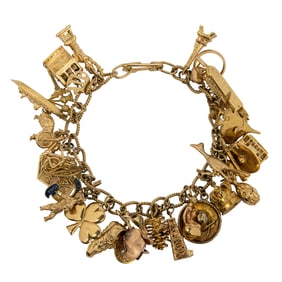 A gold charm bracelet