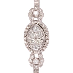 A diamond and 14k white gold bracelet