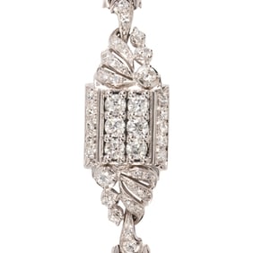 A diamond and 14k white gold bracelet