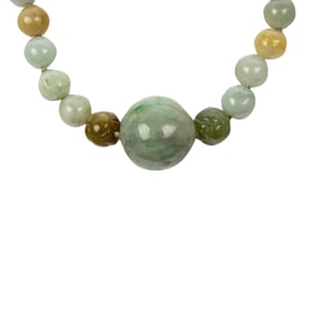 A jade bead necklace