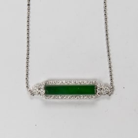 A jadeite, diamond and 18k white gold pendant