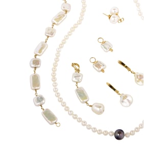 A group of cultured pearl, 14k gold and silver jewelry